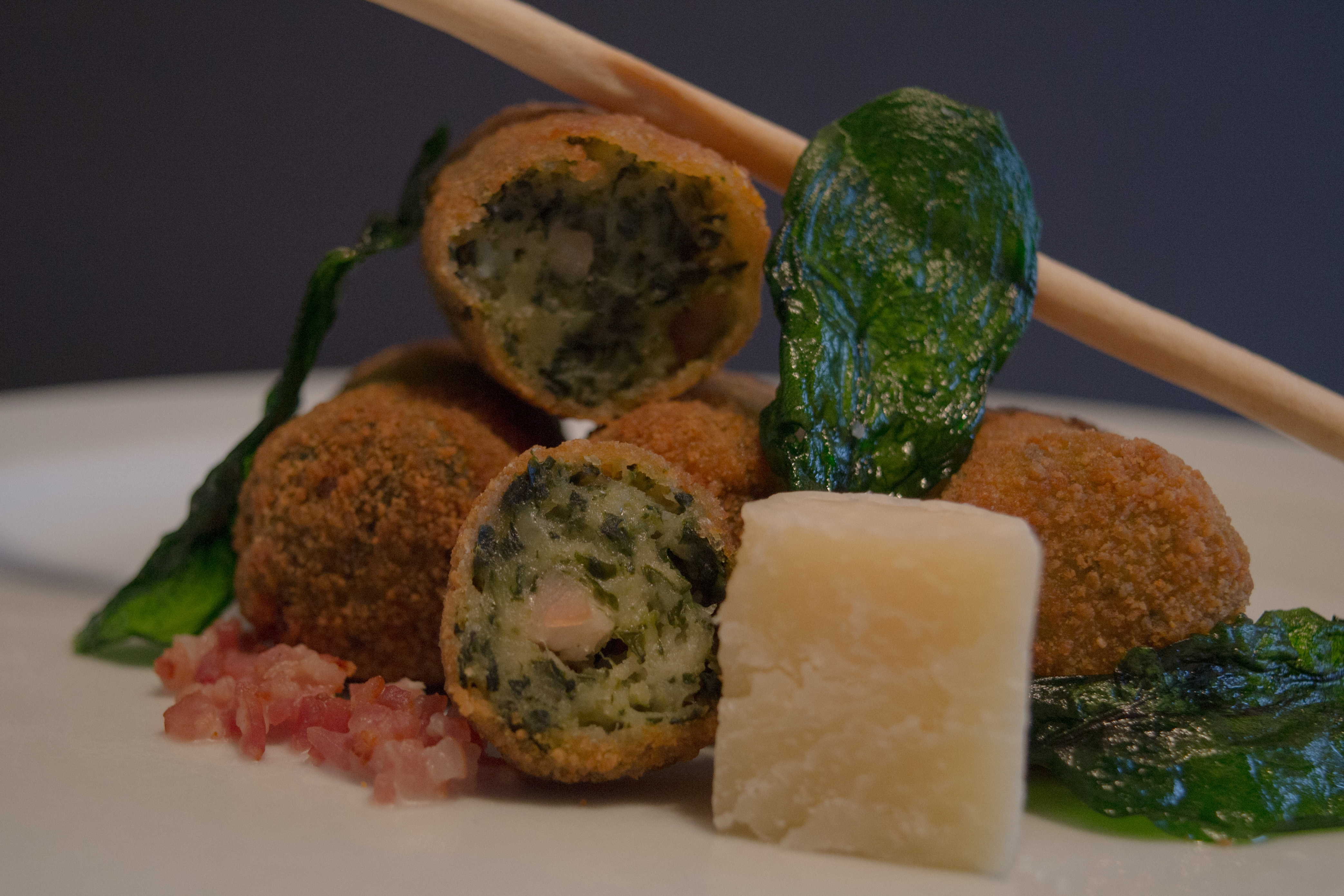 Espinacs, bacó i parmesà